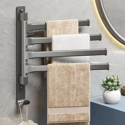 Rotating Towel Rack Wall Mounted Bathroom Shelf Multi Rod Swivel Towel Holder