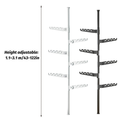 Adjustable Height 1.1-3.1m Standing Clothes Rack Stable Space Saving Daily Use