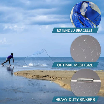 Hand Cast Net Ring Free Fishing Net for Outdoor Catching Shrimp Bait Fish