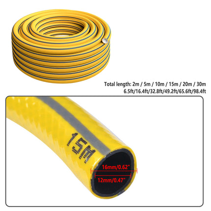 Heavy Duty Garden Hose Pipe Reel Reinforced Anti-kink Outdoor Hosepipe Yellow