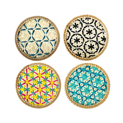 4PCS Bamboo Woven Cup Mat Bowl Pad Heat-Resistant For Home Kitchen Dining Table