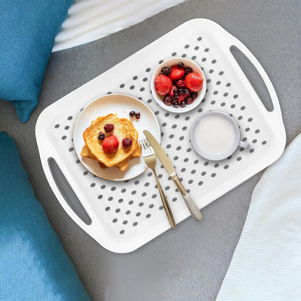 2PCS Rectangular Serving Tray Double Handle Non Slip TPR Kitchen Display Plate