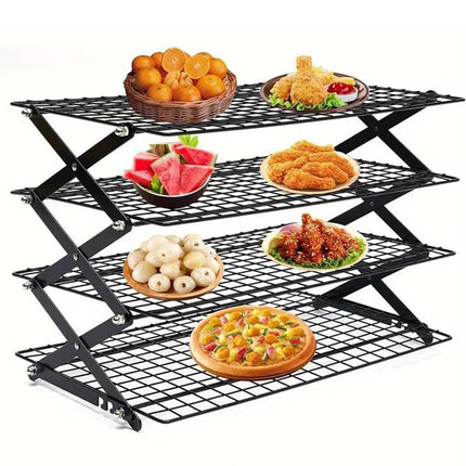 3/4 Tier Camping Dining Rack Iron Shelf Portable Picnic Rack Foldable Storage Table