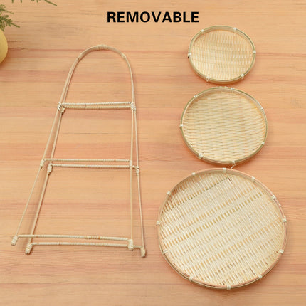 Bamboo Woven Handbasket Round Handle for Snacks Fruits Home Storage Decor