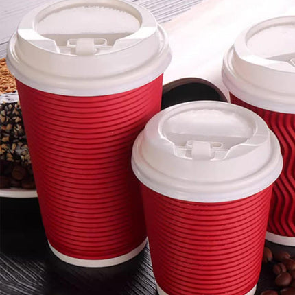 50sets Corrugated Paper Cups Coffee Milk Tea Cups Disposable Hot Drink Cups