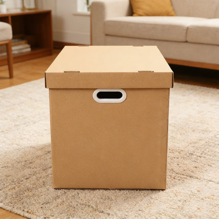 5PCS Kraft Paper Storage Box with Lid 80L Portable for Clothes Books Home Office