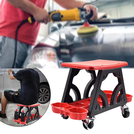 Heavy Duty Car Detailing Stool Chair Auto Workshop Bench with Storage Tray Seat