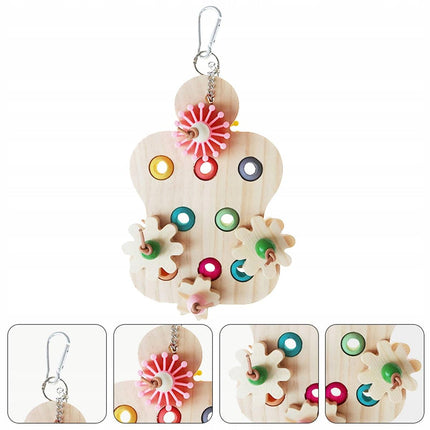 Wooden Parrot Toys Educational Interactive Chewing Nibbling Hanging Cage Toys