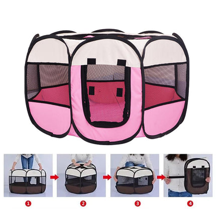 Pet Fence Indoor Cat Dog Tent Octagonal Fence Portable Foldable Cage Kennel