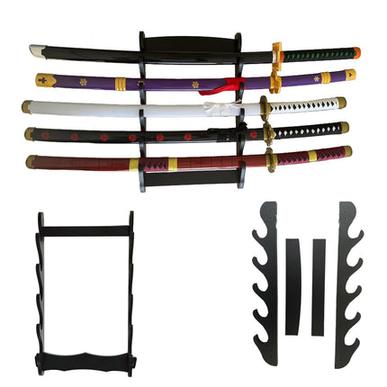 5-Tier Sword Holder Wall Mount Samurai Stand Display Katana Wall Hanger Rack