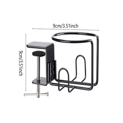 Clip-On Table Cup Holder Metal Cup Tray Adjustable Clip Anti-Slip Base Stable