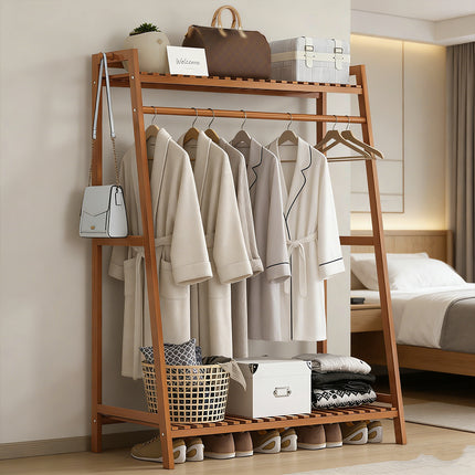 Bamboo Modern Style Floor Standing Coat Rack Home Decor Storage Organizer