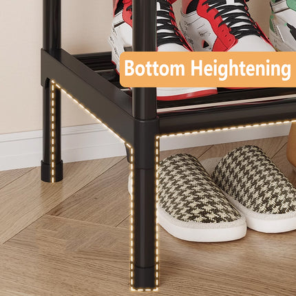 Shoe Rack Storage Cabinet 6 Tier Stackable Shelves Stand Black Organizer Home