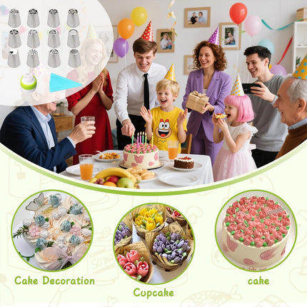 Russian Piping Tips Cake Decorating Set - 14 or 32 PCS Stainless Steel Nozzles