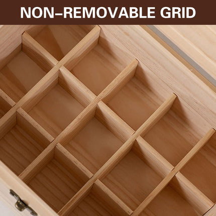 Large Capacity Solid Wood 15-Slot Essential Oil Storage Box Dustproof Durable