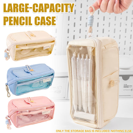 Large Capacity Japanese Style Student Stationery Bag Plain Colour Pen Case