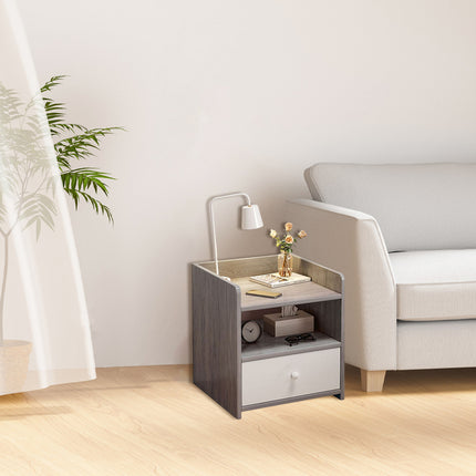 Nightstand Bedroom Side Cabinet Double Lockable Drawer Storage Bedside Cabinet