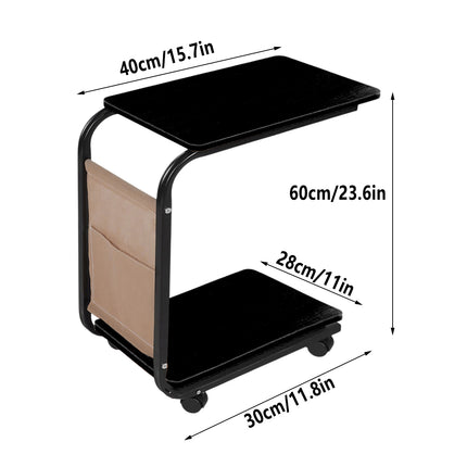 Movable Side Table with Wheels Sturdy Durable for Living Room Bedroom Sofa Side
