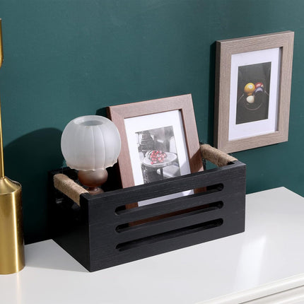Retro Square Wooden Storage Box Home Organizer Photo Frame Trinket Case Decor