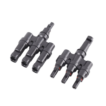 Solar Connector Set 1Pair T Type Four Way Photovoltaic Adapter for Panel System