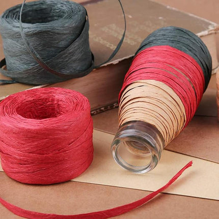 3 Rolls Raffia Paper Rope Gift Wrapping String Decorative Tie for Crafts Packing