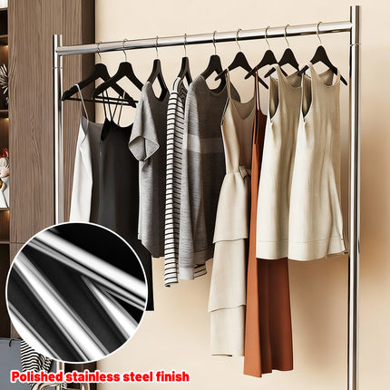 Floor-Standing Mobile Garment Rack with Wheels Clothes Display Stand Sturdy