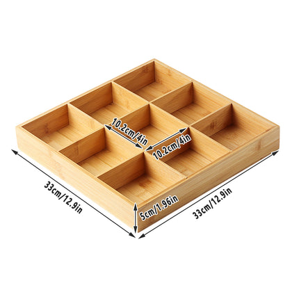 Bamboo Wood 9 Grid Food Plate Serving Tray for Hotel BBQ Hot Pot Home Party