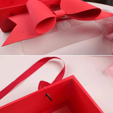Clear Handheld Flower Gift Box Bow Fruit Flower Packaging Display Box Floral