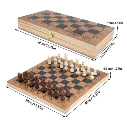 Wooden Chess Set Classic 39×39×4.5cm Portable Foldable Game Play