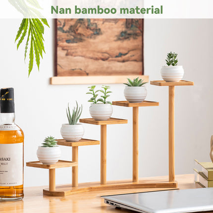 Bamboo Indoor Desktop Flower Stand for Living Room Office MultiTier Plant Holder