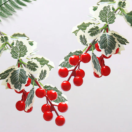 12PCS Artificial 7-Fork Red Berry Decorative Flowers for Christmas Home Party