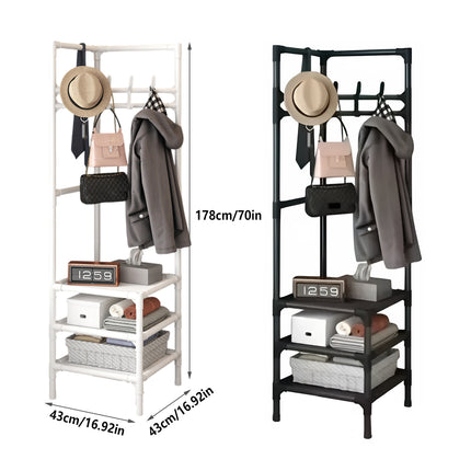 Corner Shelf Storage Rack Coat Hat Rack Multi Functional for Living Room Bedroom