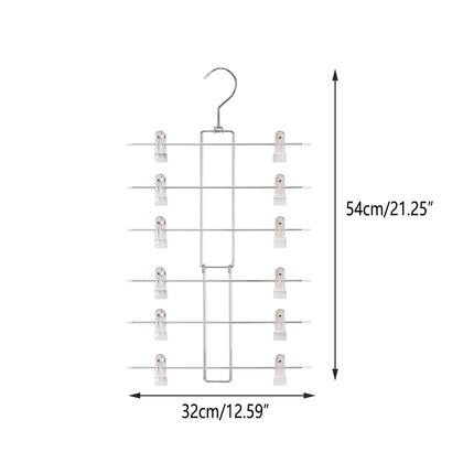 2PCS 6-Tier Pants Hanger Closet Organizer Skirt Hangers with Clips Space Saving