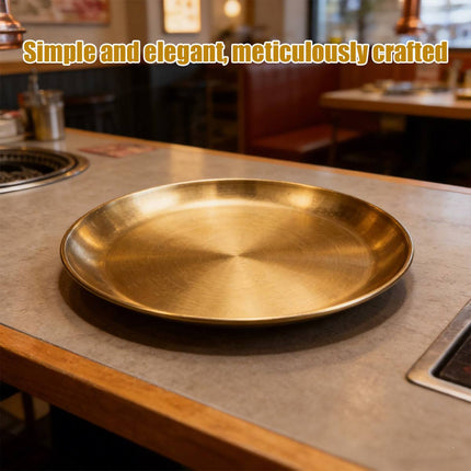 Stainless Steel Round Serving Plate Set 8 Pieces Gold 20cm Korean Dish Tray