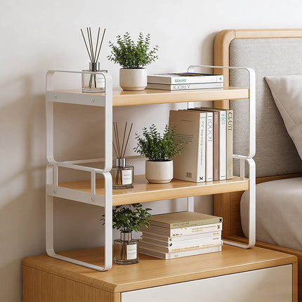 Desktop 2 Tier Storage Shelf Black or White 50cm