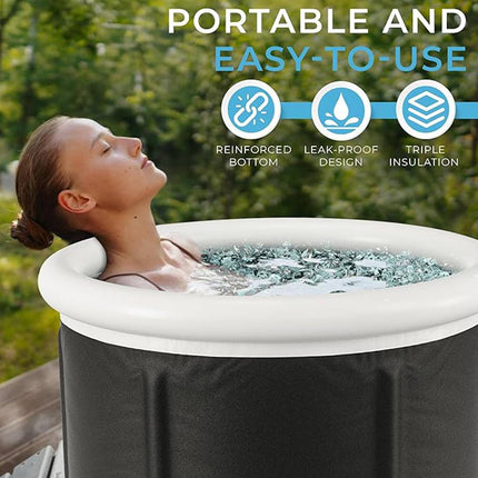 Portable Folding Soaking Tub 75x75cm Inflatable Rim