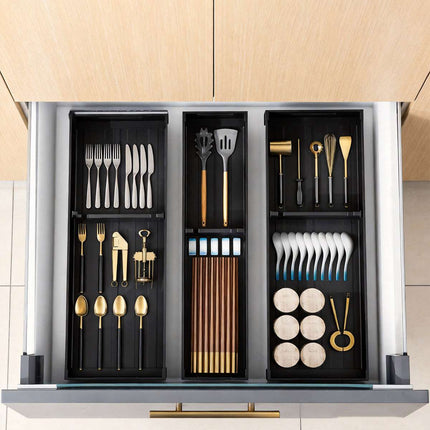 Under Cabinet Drawer Organizer Bin Silverware Utensil Holder Storage Container