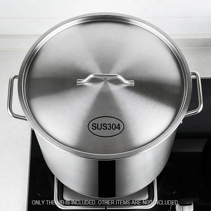304 Stainless Steel Pot Lid Universal Round Soup Bucket Cover with Handle