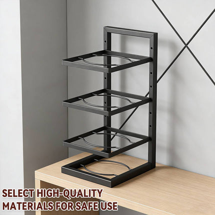 4 Tier Kitchen Cookware Storage Rack Pot Pan Organiser Countertop Cabinet Shelf