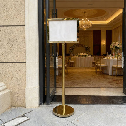 Gold A3 Floor Menu Display Stand Stainless Steel