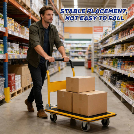 Foldable Platform Trolley Cart Steel Frame Swivel Wheels Warehouse Home Moving