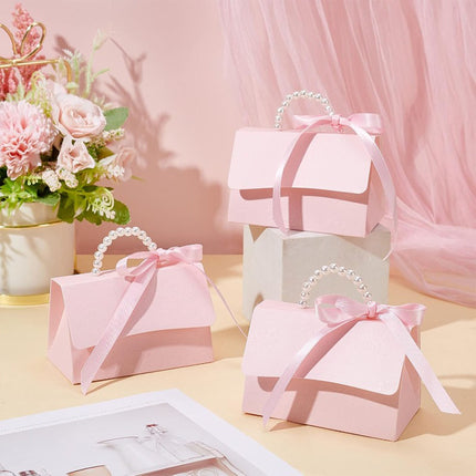 20pcs Pink Pearl Handle Gift Box Set Wedding Favour Candy Party Packaging
