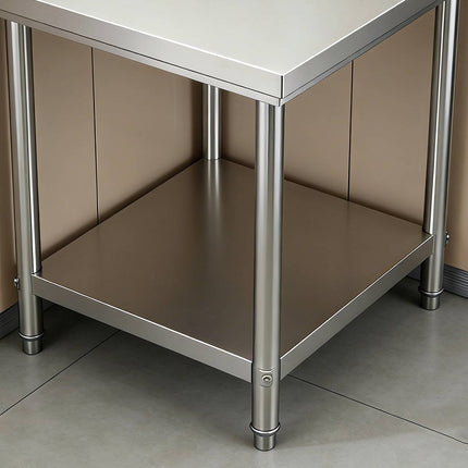 Stainless Steel Work Table 60x60x80cm 2 Tier