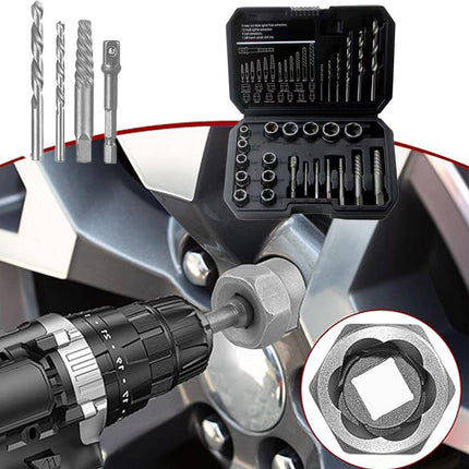 26pcs Multi Size Bolt Extractor Kit Broken Screw Removal Tool Damaged Thread