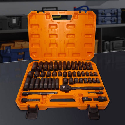 Mechanic Impact Socket Set 50pc Ratchet Wrench Extension Bar with Work Gloves