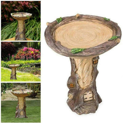 Outdoor Resin Bird Feeder Garden Ornament Tree Stump Bird Bath Decoration