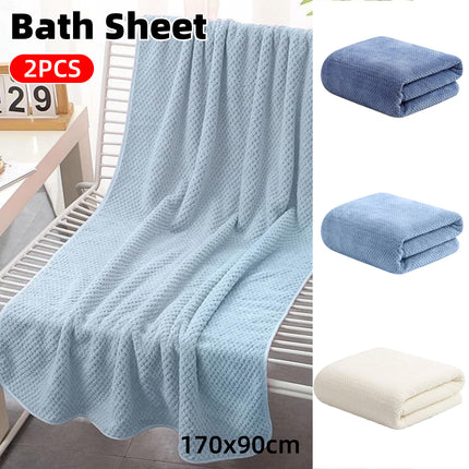 Bath Towel Set 2PCS Coral Fleece Soft Absorbent Large Size Home Bathroom Towels