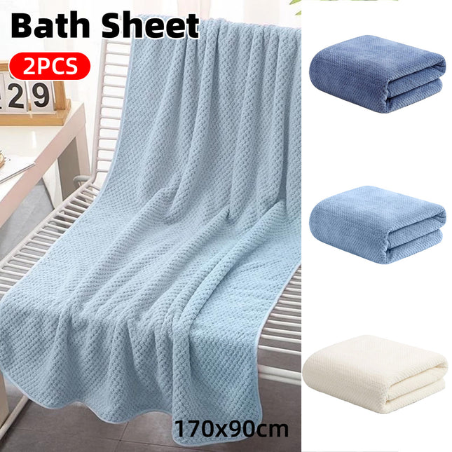 Bath Towel Set 2PCS Coral Fleece Soft Absorbent Large Size Home Bathroom Towels