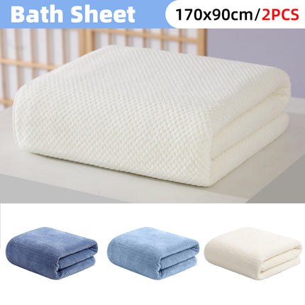 Bath Towel Set 2PCS Coral Fleece Soft Absorbent Large Size Home Bathroom Towels