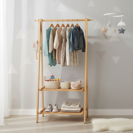 Bamboo Clothes Rack Foldable Durable Space Saving for Clothes Hats Coats Use